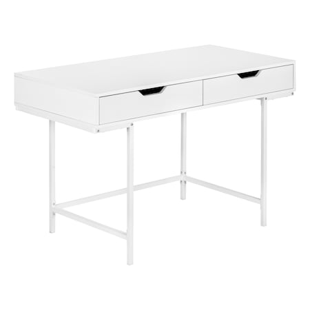 Monarch Specialties Computer Desk, Home Office, Laptop, Storage Drawers, 48"L, Work, Metal, Laminate, White I 7554